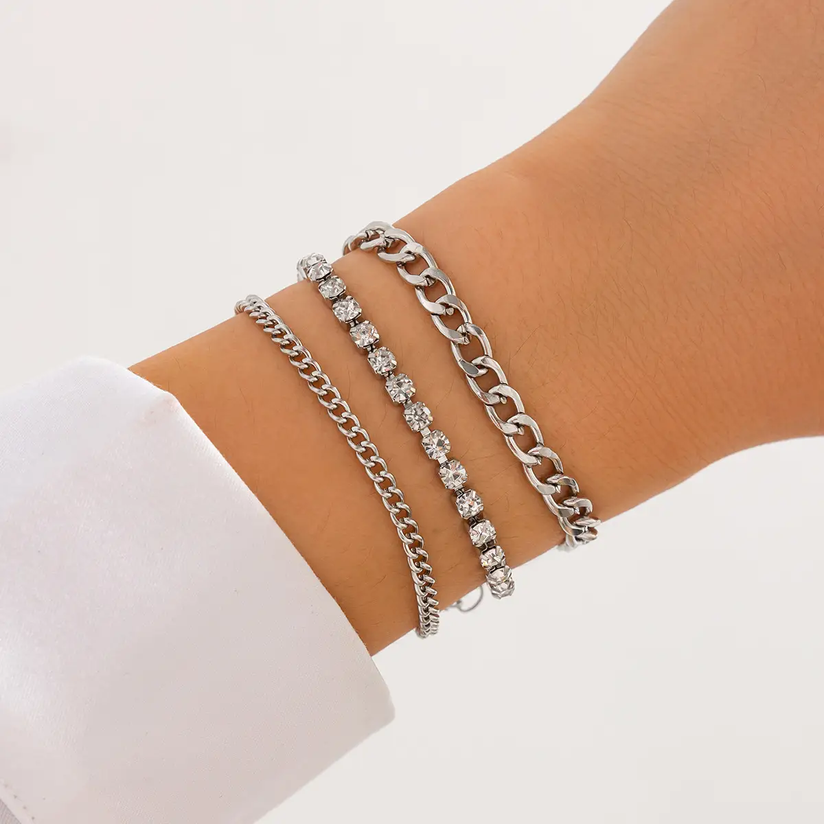 Multi Layer Geometric Bracelet for Women with Heart Pendant — feature 17