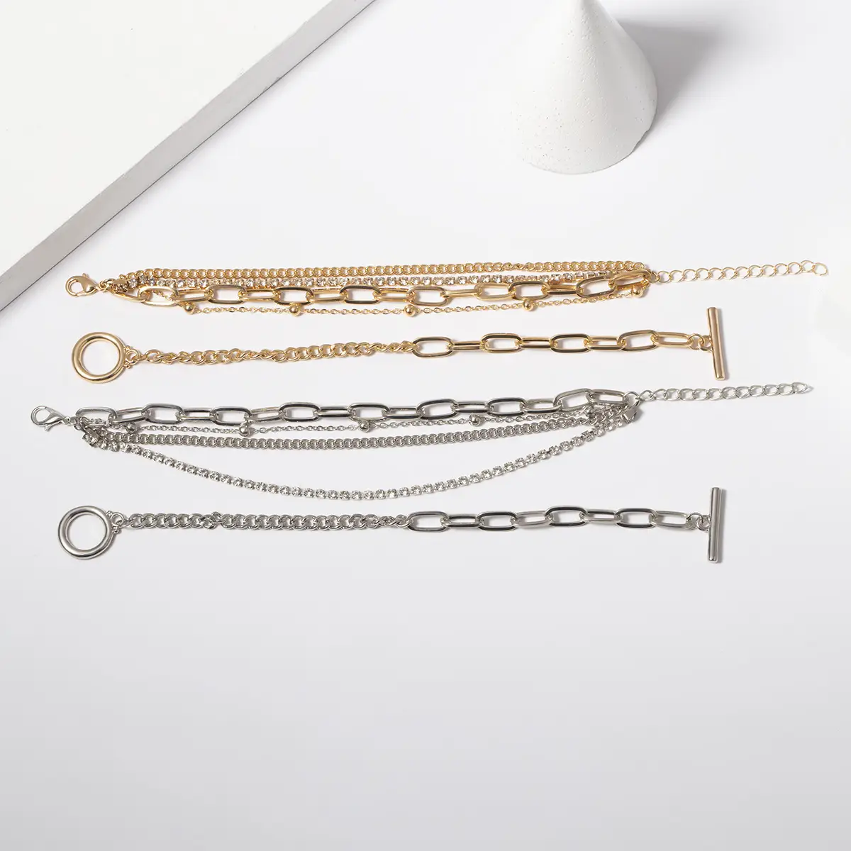Multi Layer Geometric Bracelet for Women with Heart Pendant — feature 4