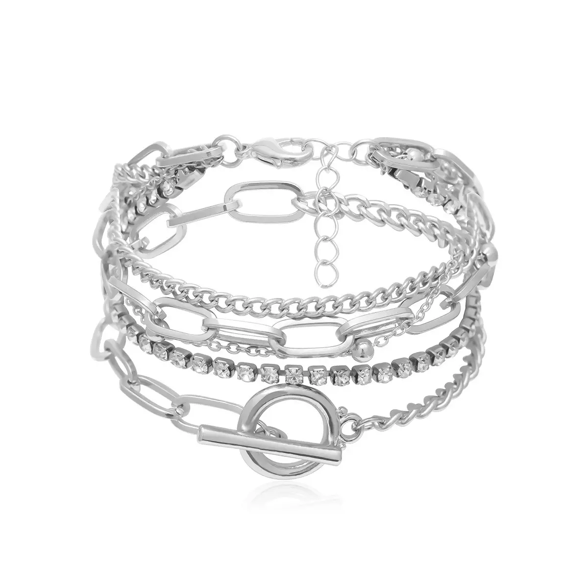 Multi Layer Geometric Bracelet for Women with Heart Pendant — feature 5