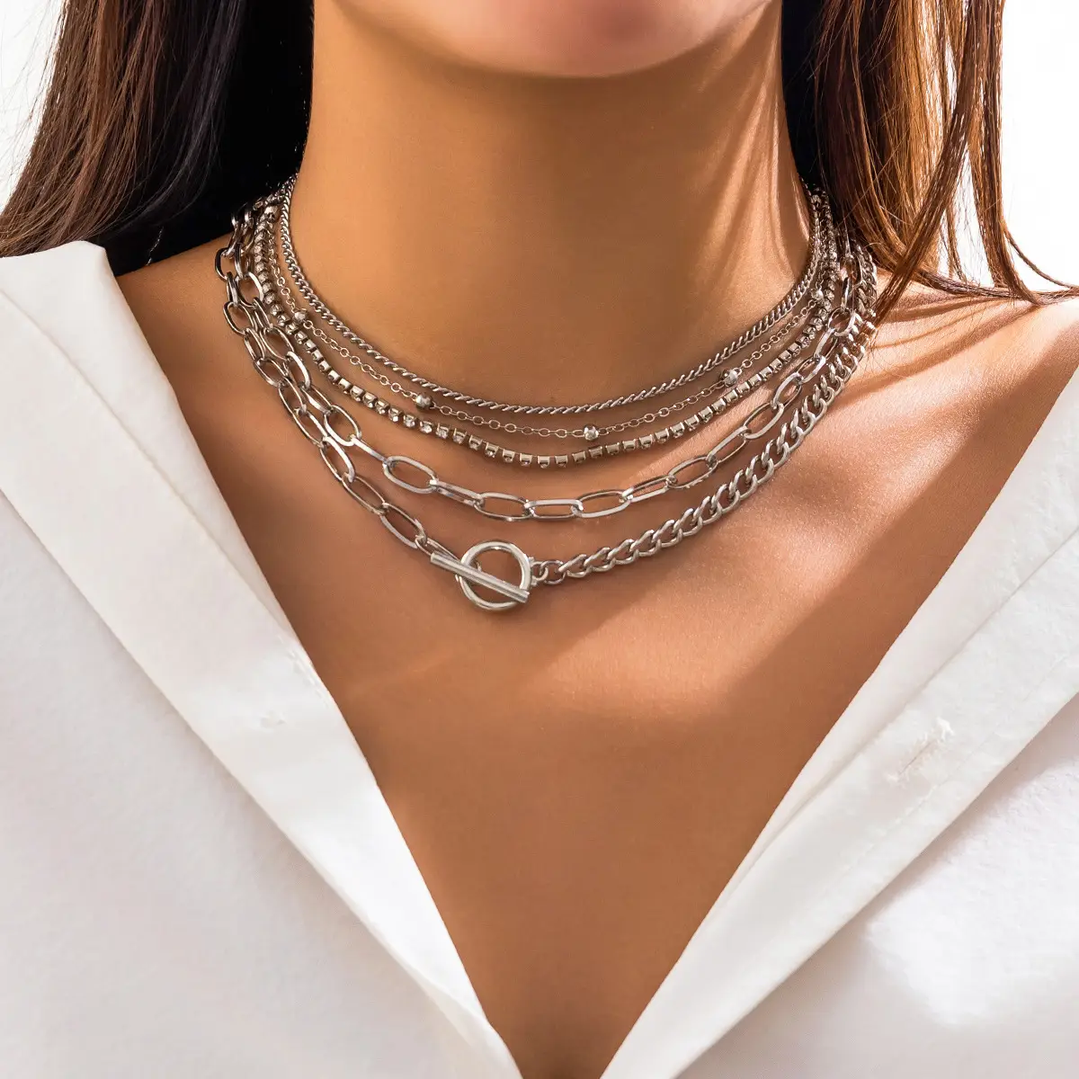 Multi Layer Geometric Bracelet for Women with Heart Pendant — feature 9