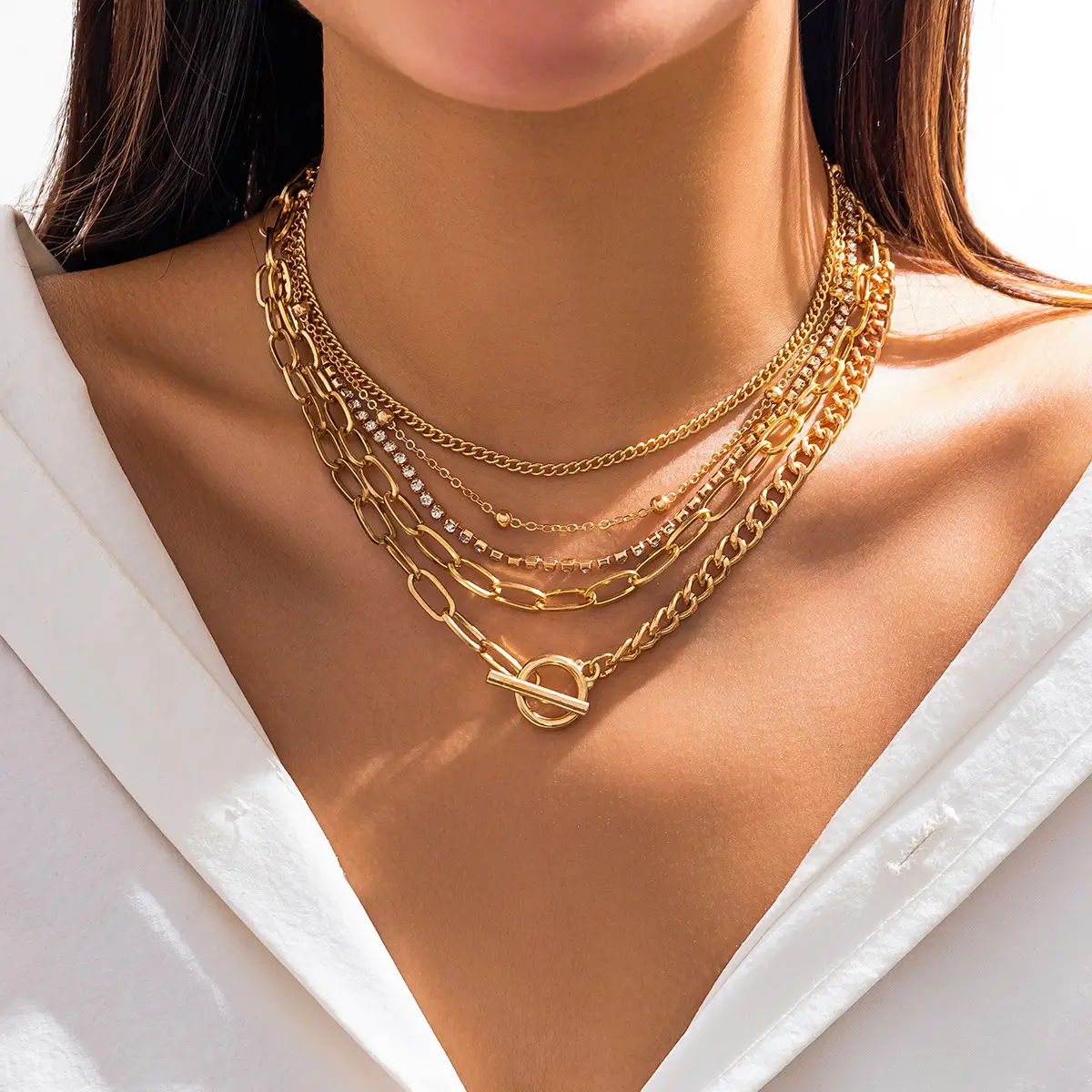 Multi Layer Geometric Bracelet for Women with Heart Pendant - Image 2
