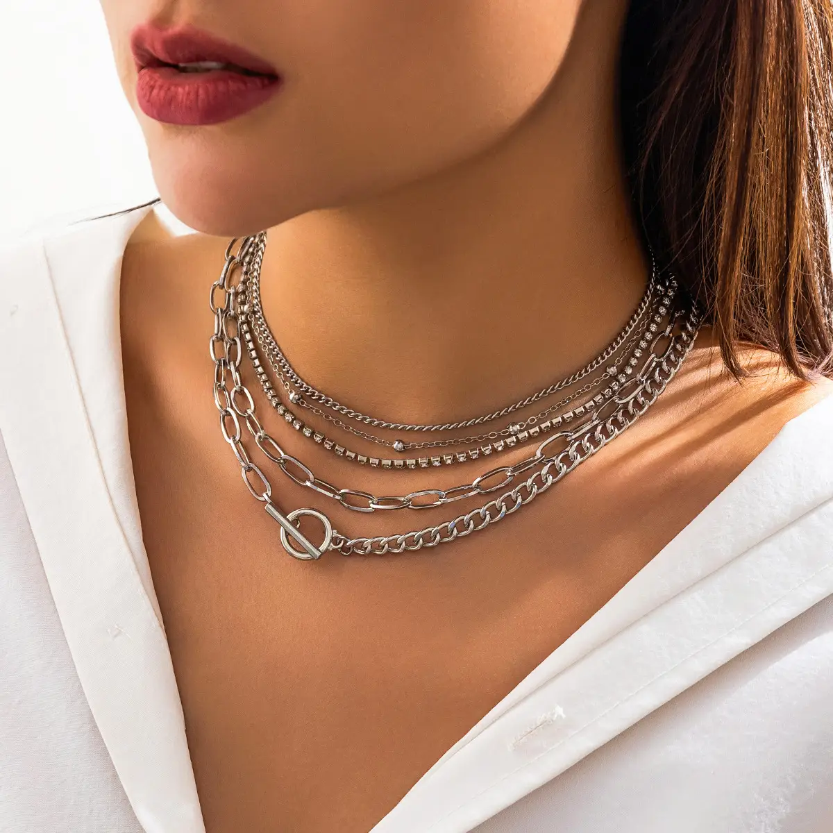 Multi Layer Geometric Bracelet for Women with Heart Pendant - Image 3