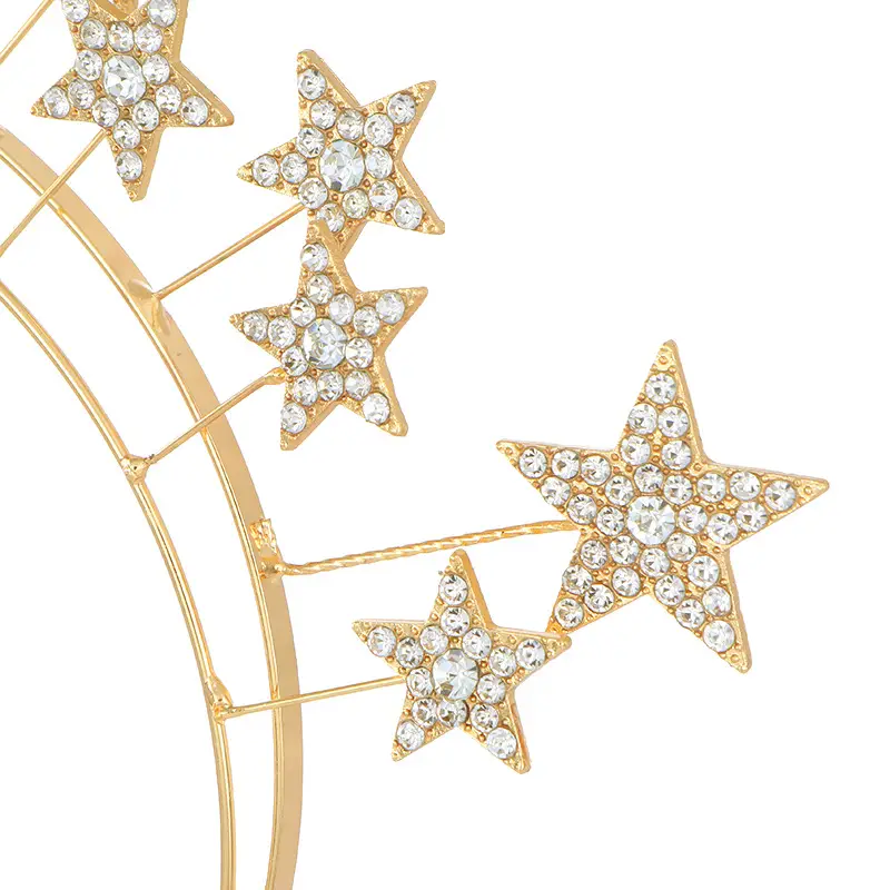 Double Layer Star Bridal Headband Gold Silver Alloy - Image 4