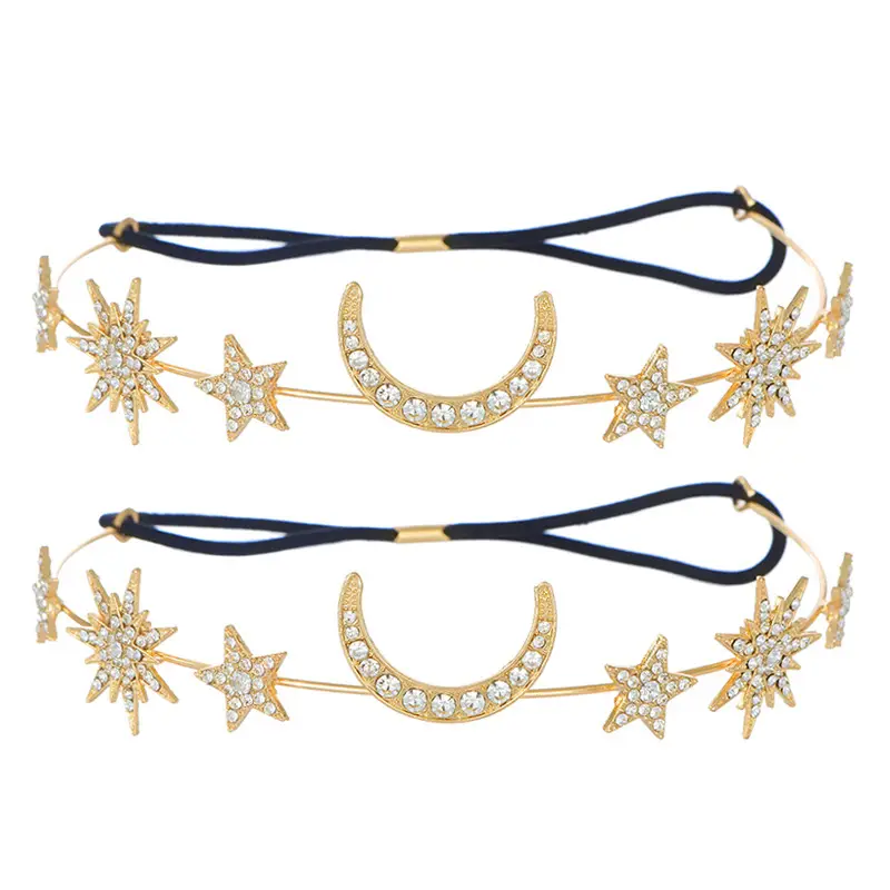 Double Layer Star Bridal Headband Gold Silver Alloy — feature 1