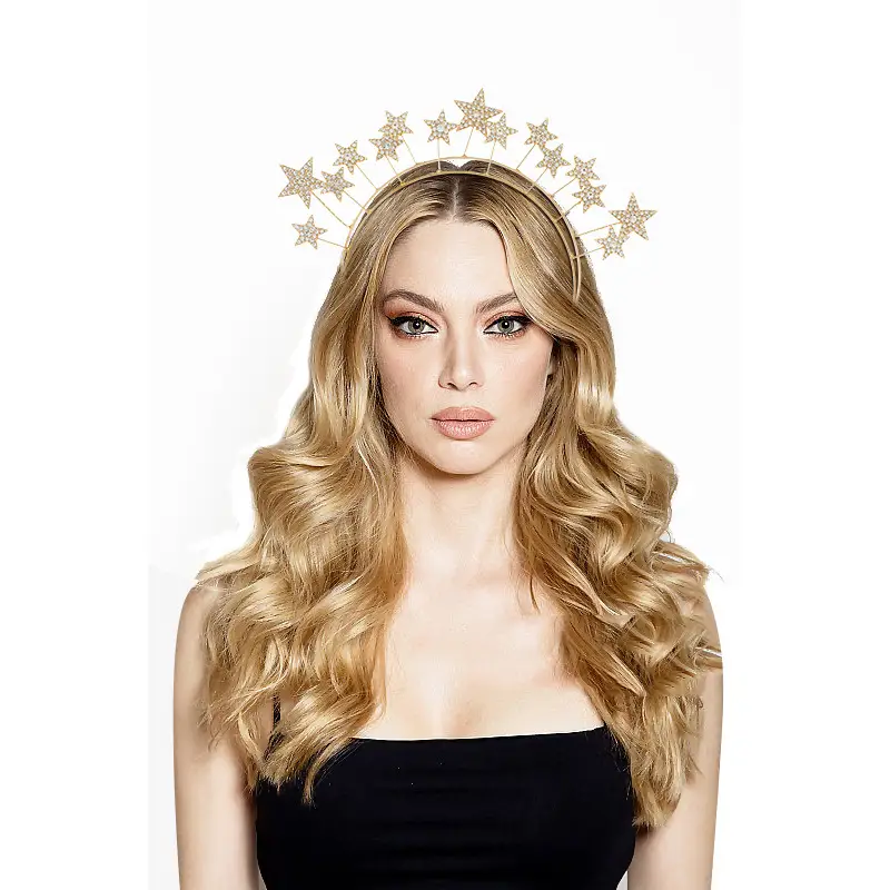 Double Layer Star Bridal Headband Gold Silver Alloy — feature 14