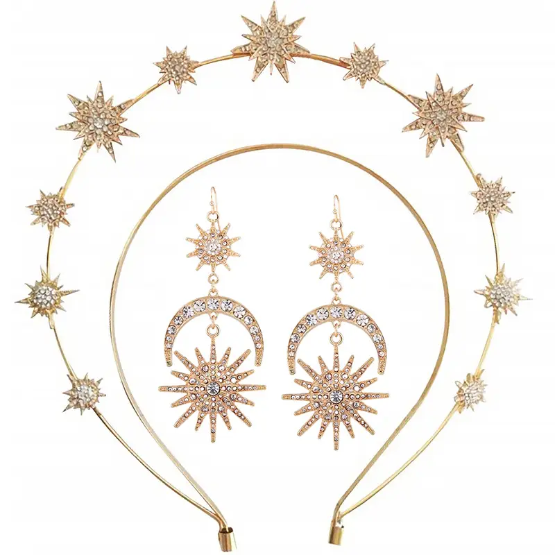 Double Layer Star Bridal Headband Gold Silver Alloy — feature 4