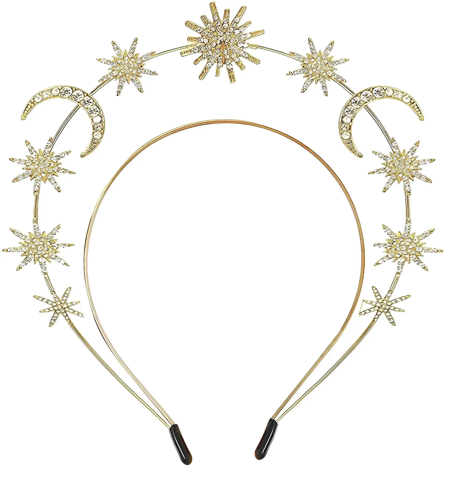 Double Layer Star Bridal Headband Gold Silver Alloy — feature 5