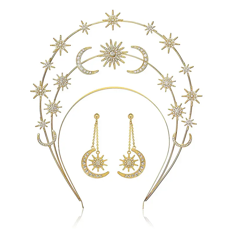 Double Layer Star Bridal Headband Gold Silver Alloy — feature 6