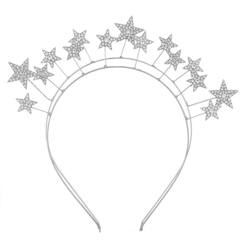 Double Layer Star Bridal Headband Gold Silver Alloy - Image 2