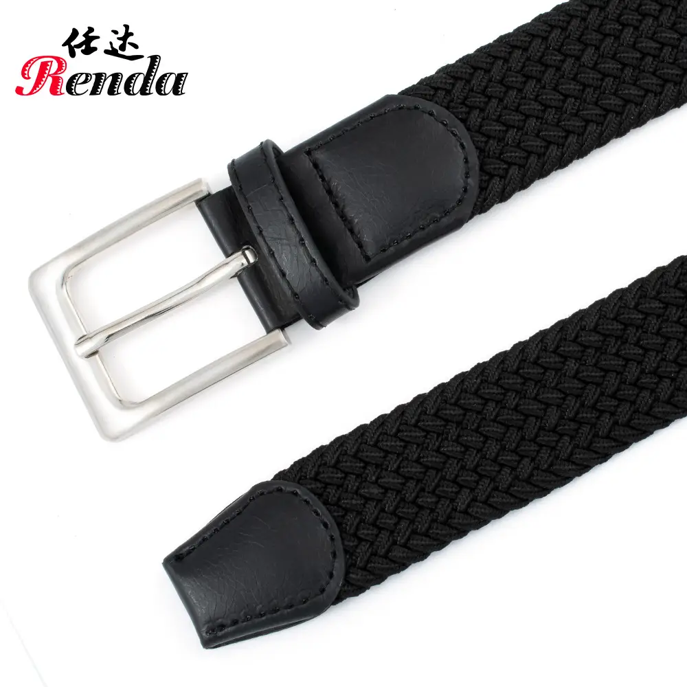 Brown Unisex Stretch Belt with Silver Buckle
