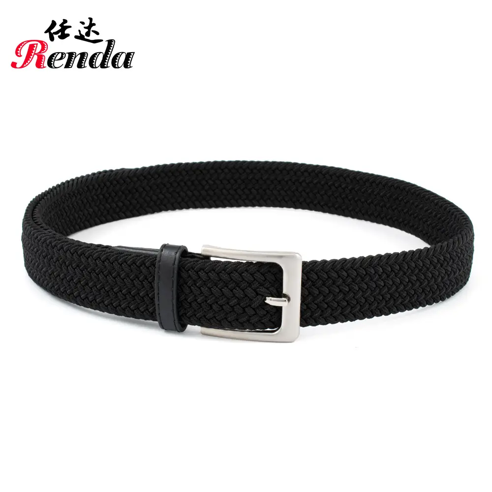 Brown Unisex Stretch Belt with Silver Buckle