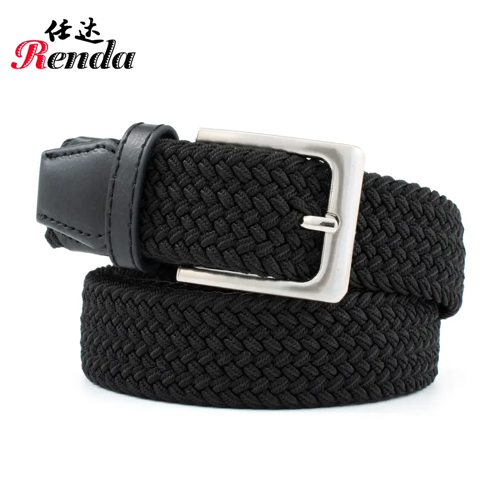 Brown Unisex Stretch Belt with Silver Buckle
