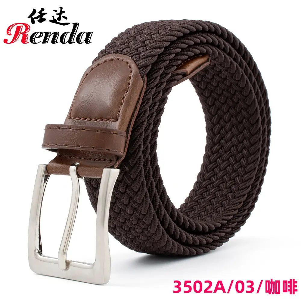 Brown Unisex Stretch Belt with Silver Buckle