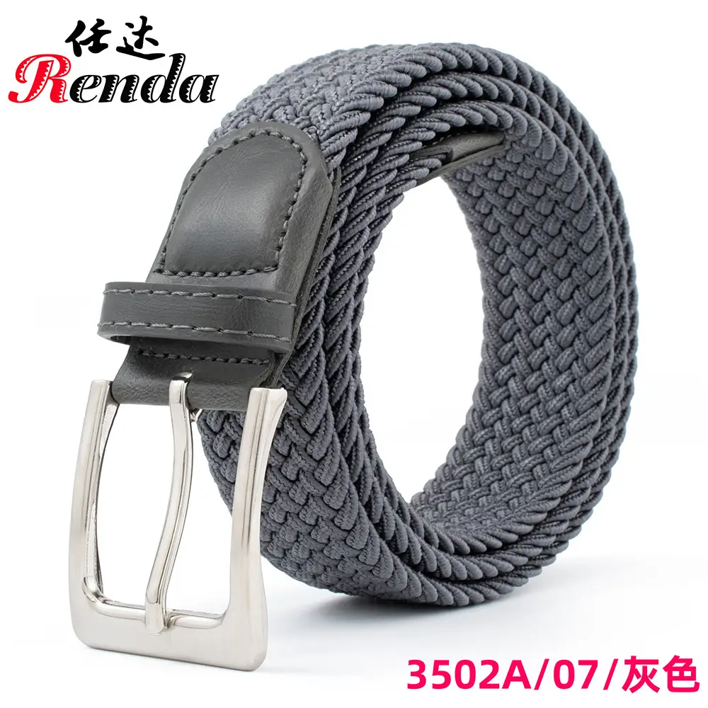 Brown Unisex Stretch Belt with Silver Buckle