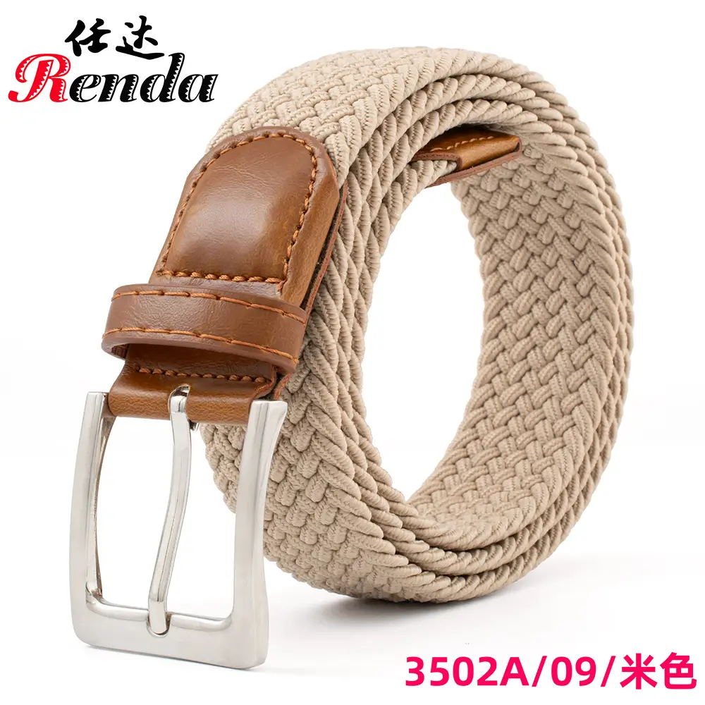 Brown Unisex Stretch Belt with Silver Buckle