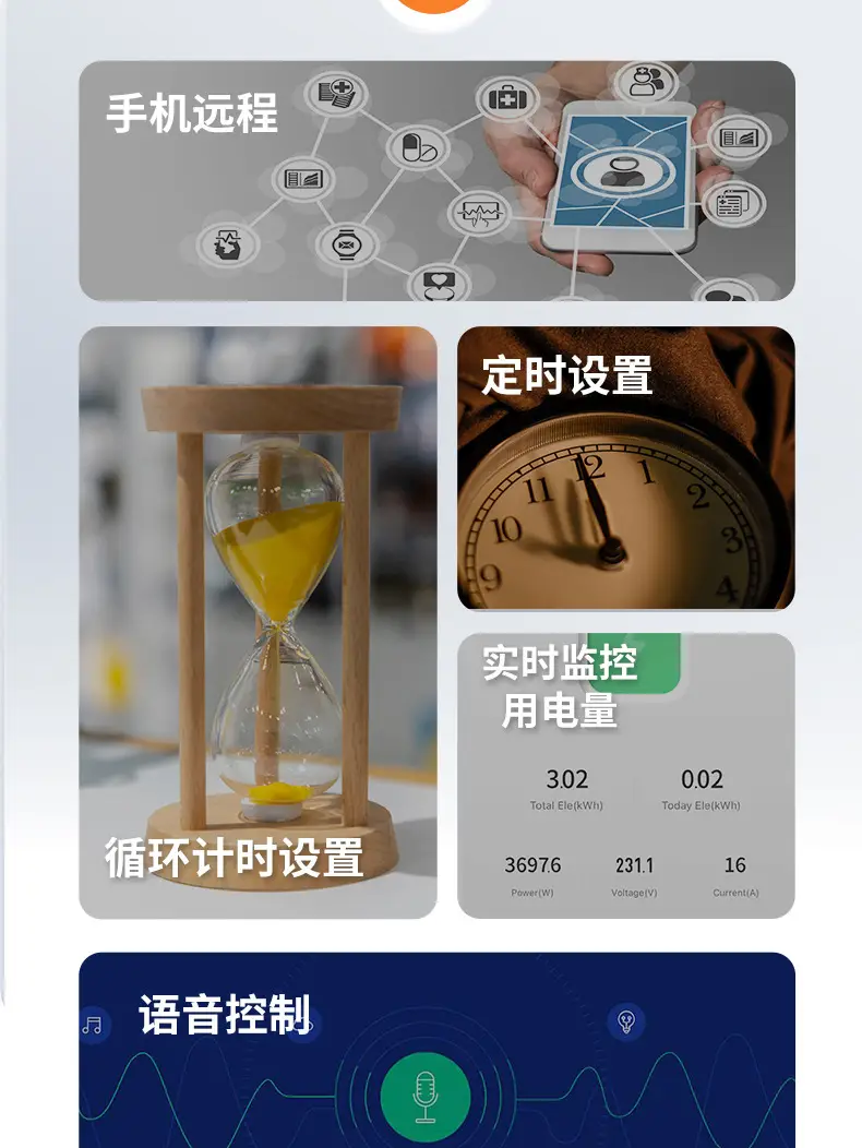 Smart WIFI circuit breaker remote wireless mobile phone controller electric energy meter motor power voice remote control switch light — feature 2
