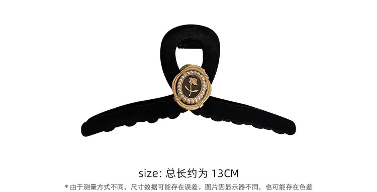 New Large Black Velvet Hair Clip for Women — feature 2