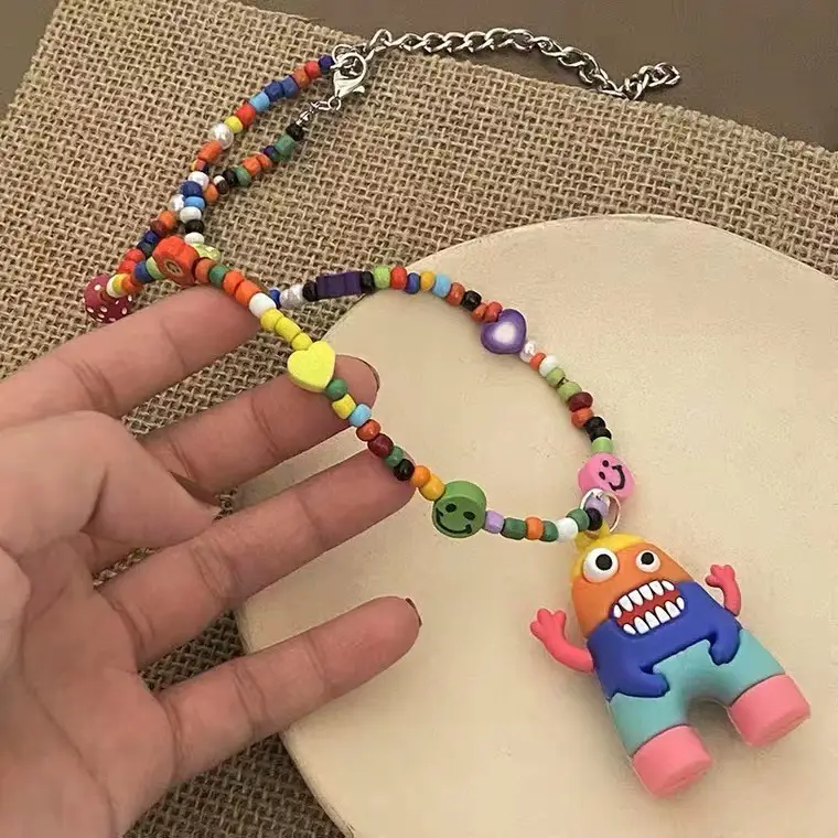 Cartoon Monster Rainbow Necklace for Women