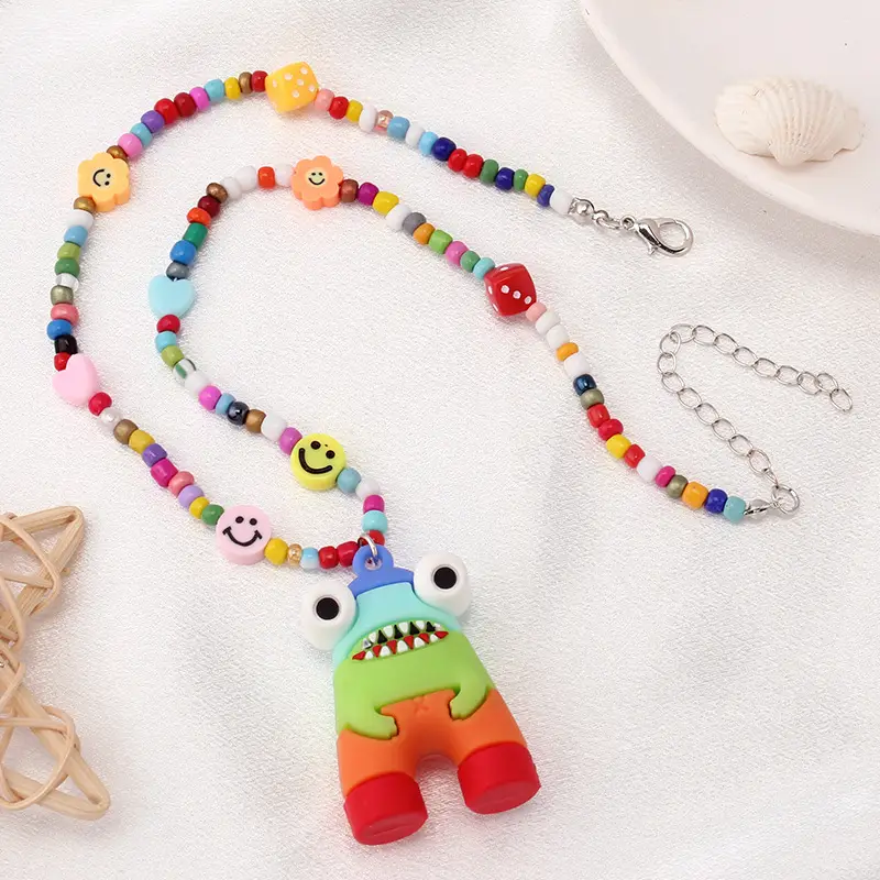 Cartoon Monster Rainbow Necklace for Women