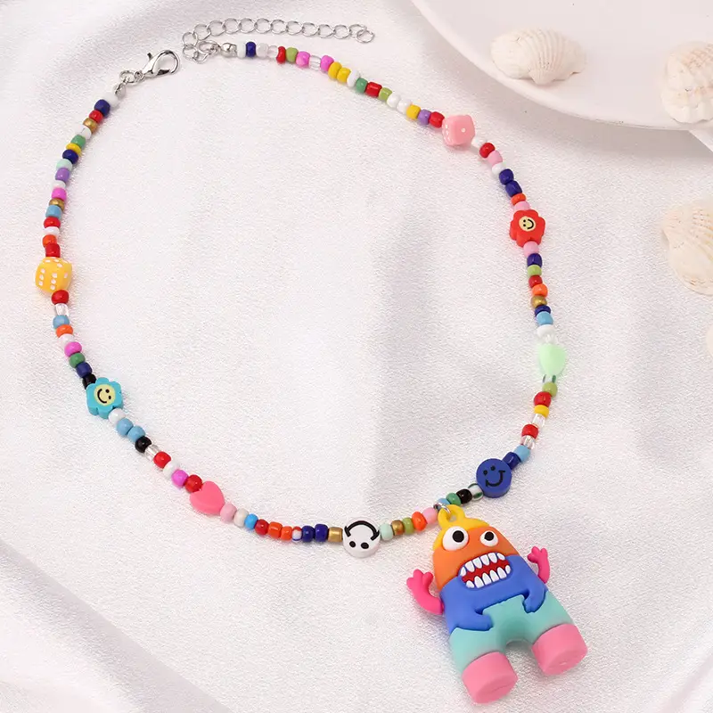 Cartoon Monster Rainbow Necklace for Women
