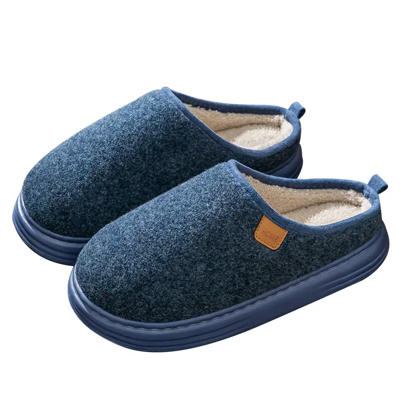 Cotton Slippers plus size Men's Winter Non-slip Thick-soled fleece-lined Warm Home fleece-lined Cotton Shoes for the Elderly for Winter Men - Image 12