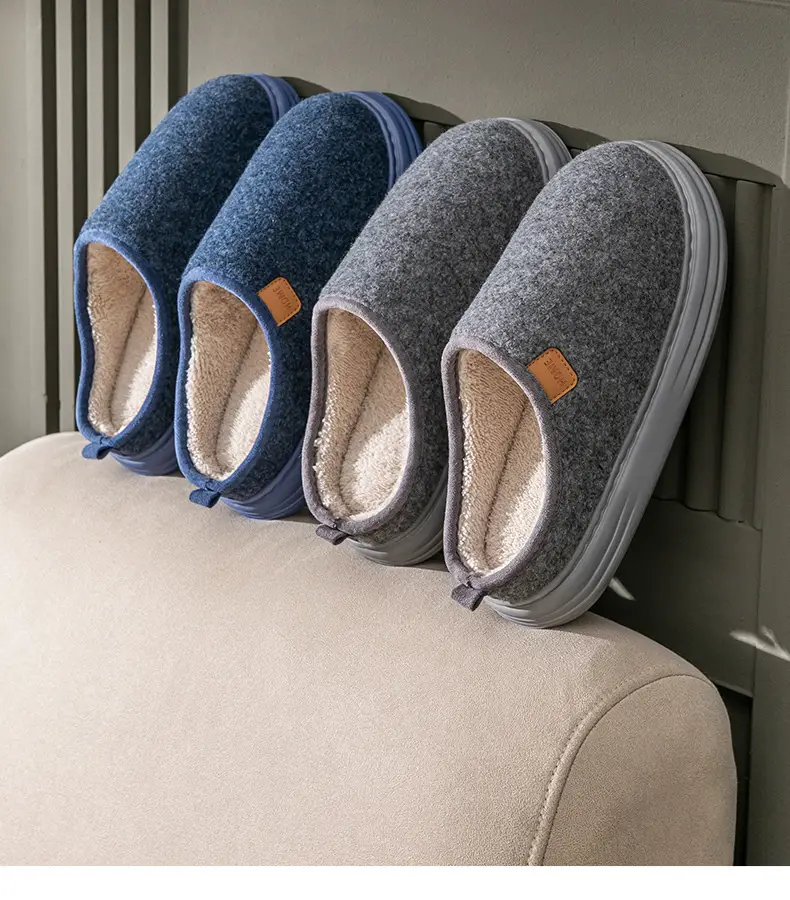 Cotton Slippers plus size Men's Winter Non-slip Thick-soled fleece-lined Warm Home fleece-lined Cotton Shoes for the Elderly for Winter Men — feature 17