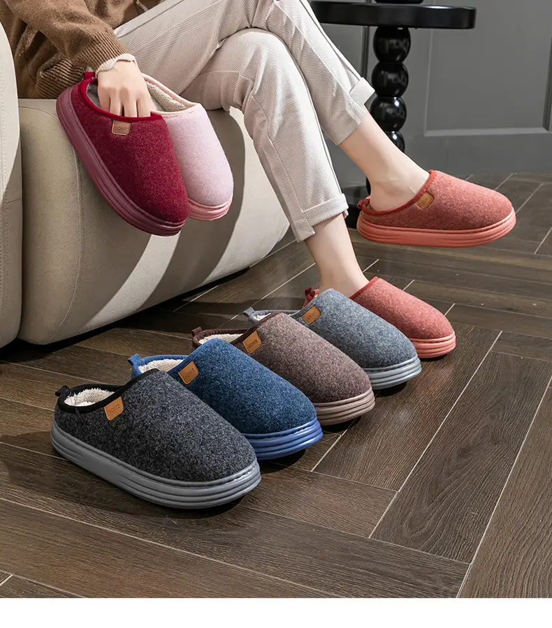 Cotton Slippers plus size Men's Winter Non-slip Thick-soled fleece-lined Warm Home fleece-lined Cotton Shoes for the Elderly for Winter Men — feature 25