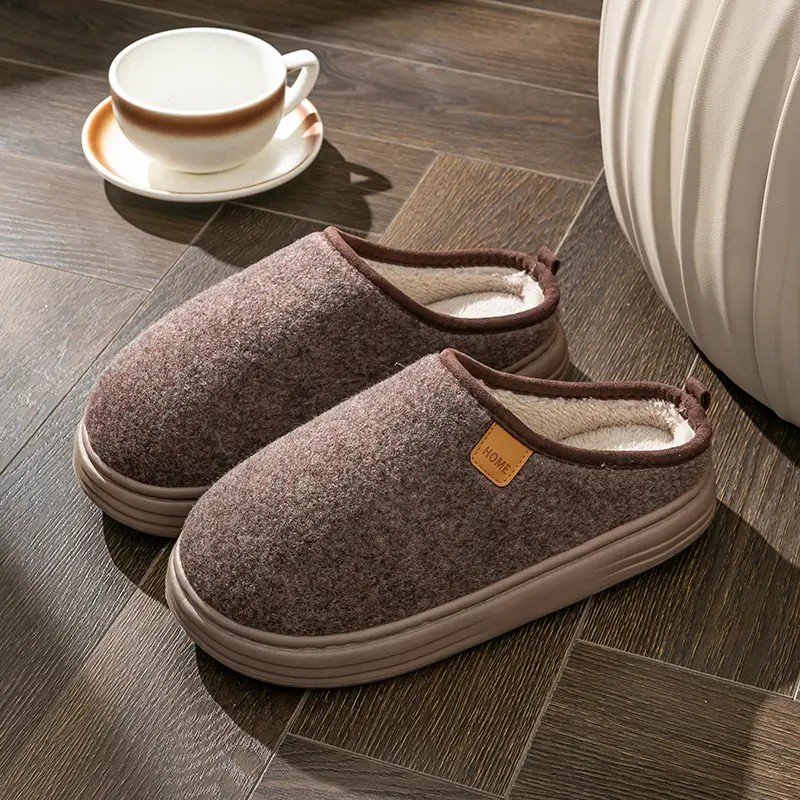 Cotton Slippers plus size Men's Winter Non-slip Thick-soled fleece-lined Warm Home fleece-lined Cotton Shoes for the Elderly for Winter Men - Image 2