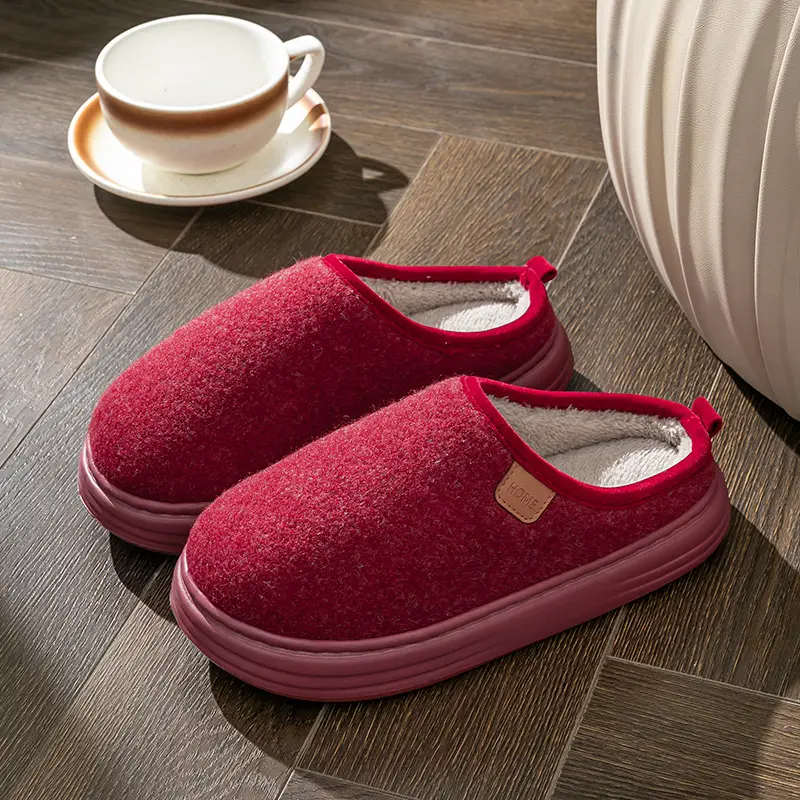 Cotton Slippers plus size Men's Winter Non-slip Thick-soled fleece-lined Warm Home fleece-lined Cotton Shoes for the Elderly for Winter Men - Image 5