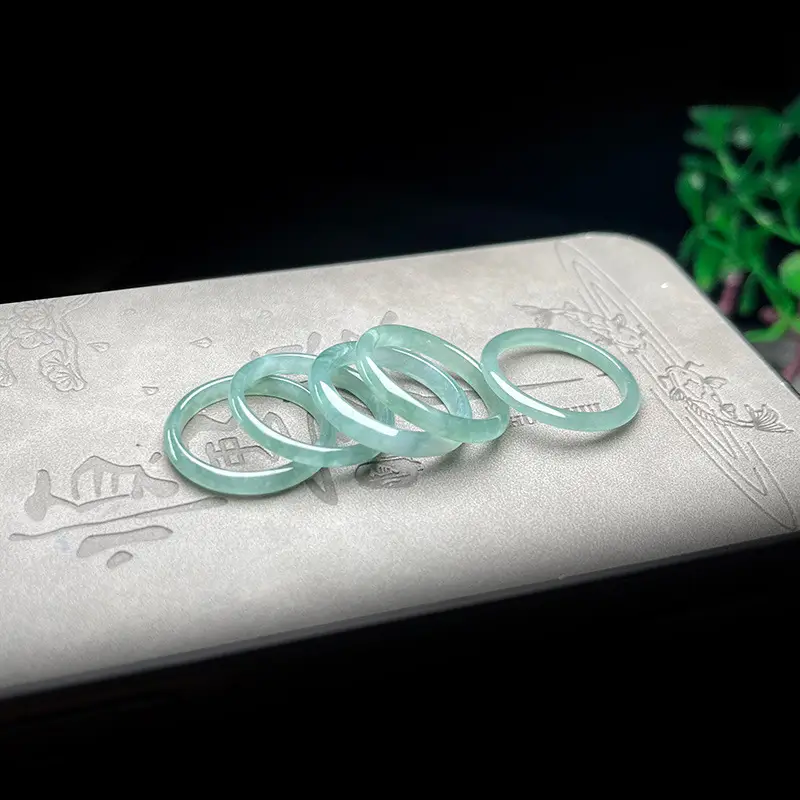 Light Blue Jade Ring A-Grade Ice Waxy Translucent - Image 2