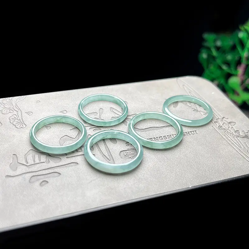 Light Blue Jade Ring A-Grade Ice Waxy Translucent - Image 3