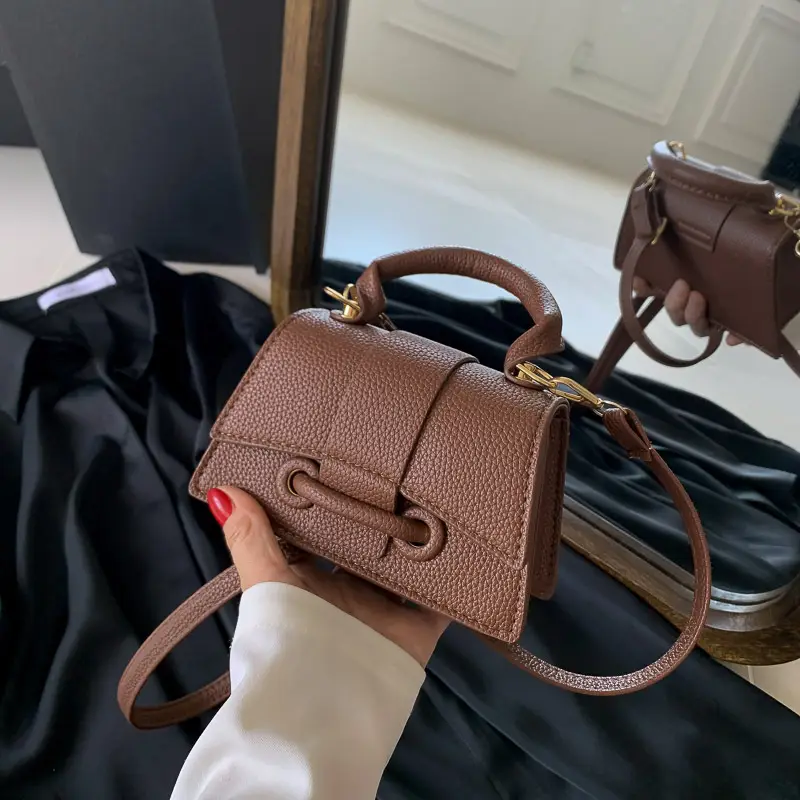 Brown Leather Shoulder Messenger Bag for Women