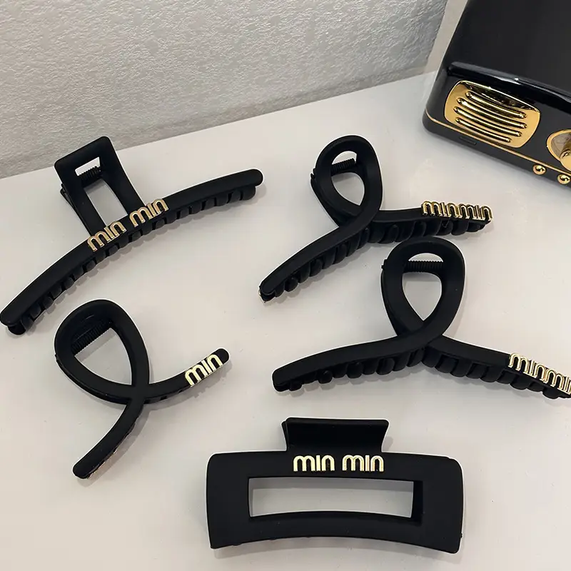 Black Large Hair Clip Female Net Style Hairpin Back - Image 10