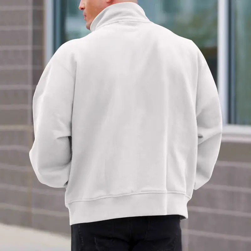 Men Fleece Warm Collar Sweatshirt Maroon Full Zip — feature 21