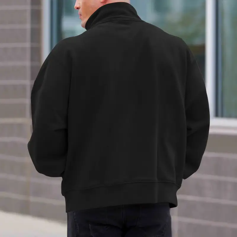 Men Fleece Warm Collar Sweatshirt Maroon Full Zip — feature 26