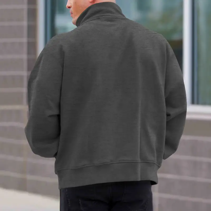 Men Fleece Warm Collar Sweatshirt Maroon Full Zip — feature 46