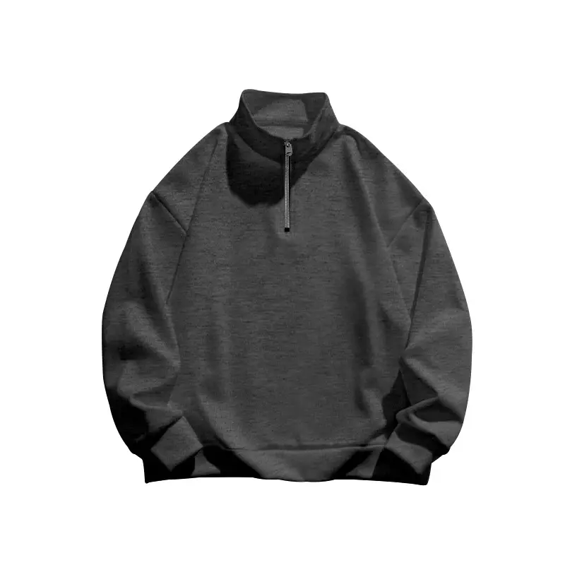 Men Fleece Warm Collar Sweatshirt Maroon Full Zip — feature 47