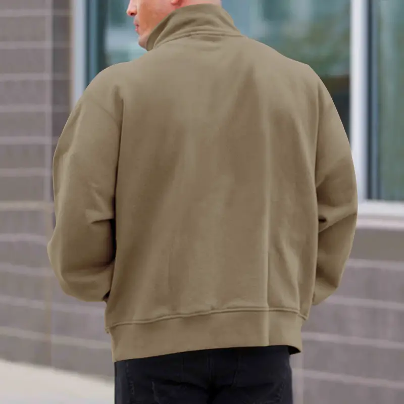 Men Fleece Warm Collar Sweatshirt Maroon Full Zip — feature 51