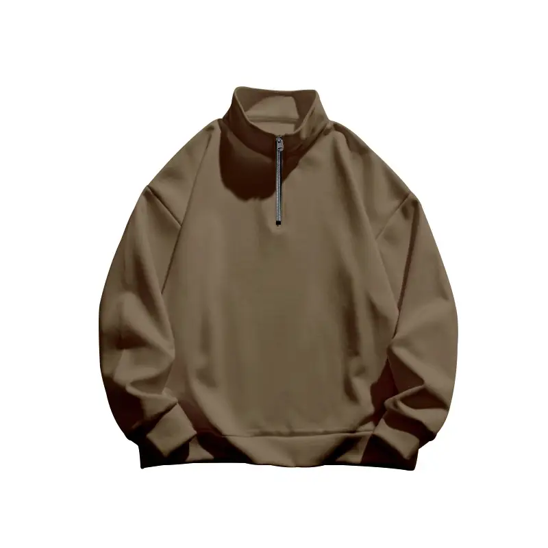 Men Fleece Warm Collar Sweatshirt Maroon Full Zip — feature 52