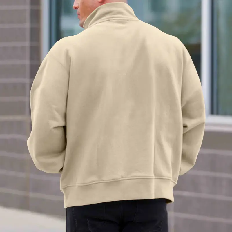 Men Fleece Warm Collar Sweatshirt Maroon Full Zip — feature 56