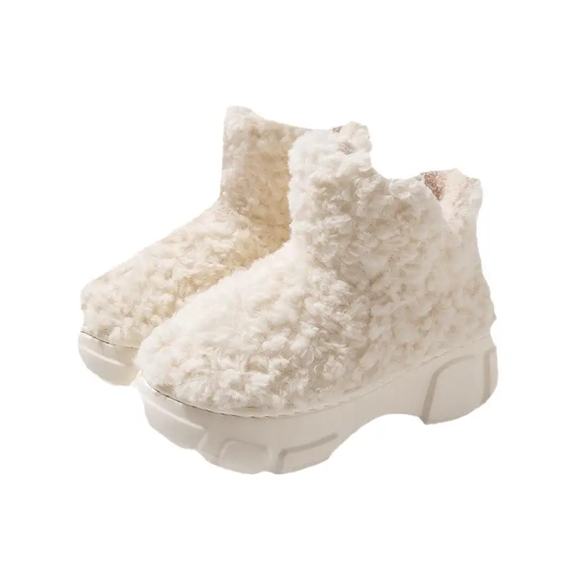 Qidan Shoes Factory Woolen Cotton Slippers Women's Winter Korean Style Casual Warm Plus Velvet High Top Eva Thick-Soled Snow Boots Women - Image 7