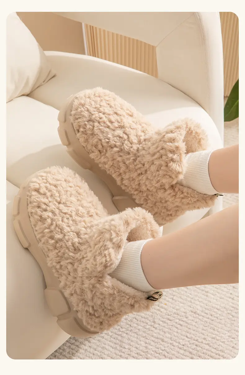 Qidan Shoes Factory Woolen Cotton Slippers Women's Winter Korean Style Casual Warm Plus Velvet High Top Eva Thick-Soled Snow Boots Women — feature 22