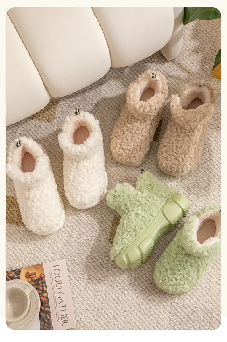 Qidan Shoes Factory Woolen Cotton Slippers Women's Winter Korean Style Casual Warm Plus Velvet High Top Eva Thick-Soled Snow Boots Women — feature 23