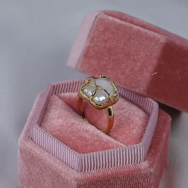Adjustable Pearl Rings for Women Gold Plated - Image 7