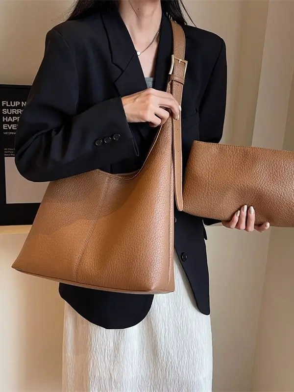 Women Retro Black Shoulder Bag 2023 Winter Textured - Image 8