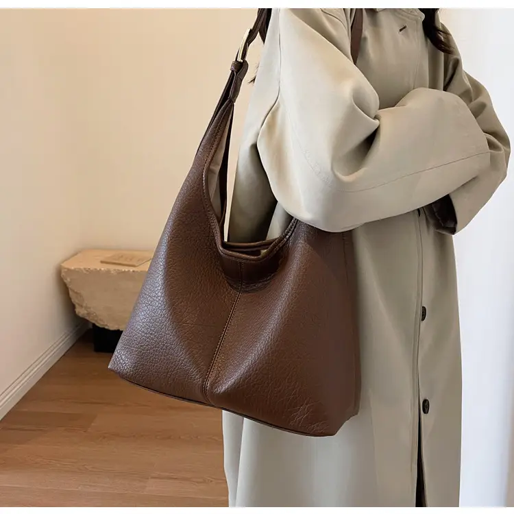 Women Retro Black Shoulder Bag 2023 Winter Textured — feature 11