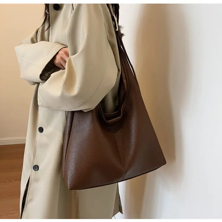 Women Retro Black Shoulder Bag 2023 Winter Textured — feature 13