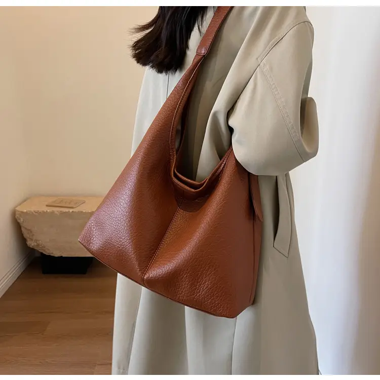 Women Retro Black Shoulder Bag 2023 Winter Textured — feature 15