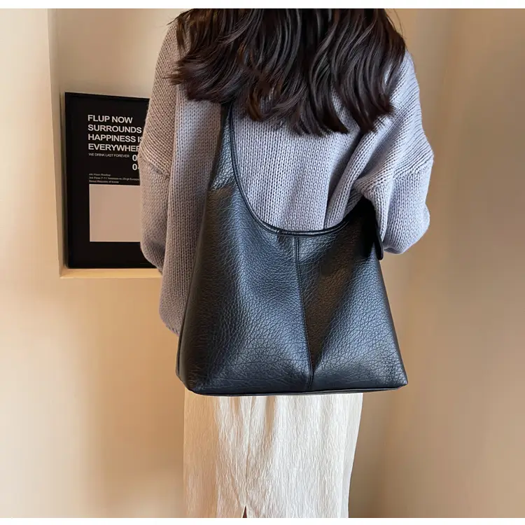 Women Retro Black Shoulder Bag 2023 Winter Textured — feature 19