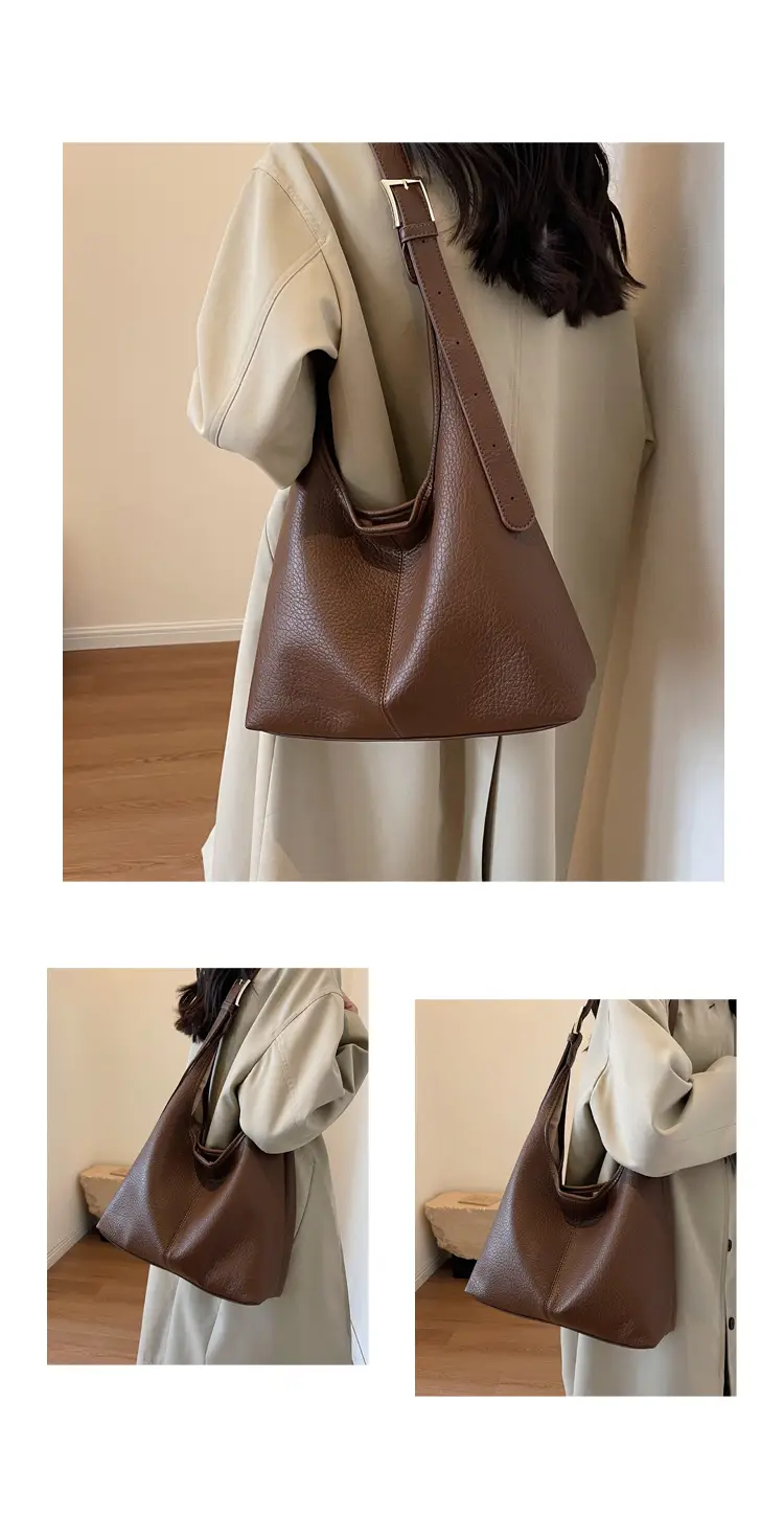 Women Retro Black Shoulder Bag 2023 Winter Textured — feature 24